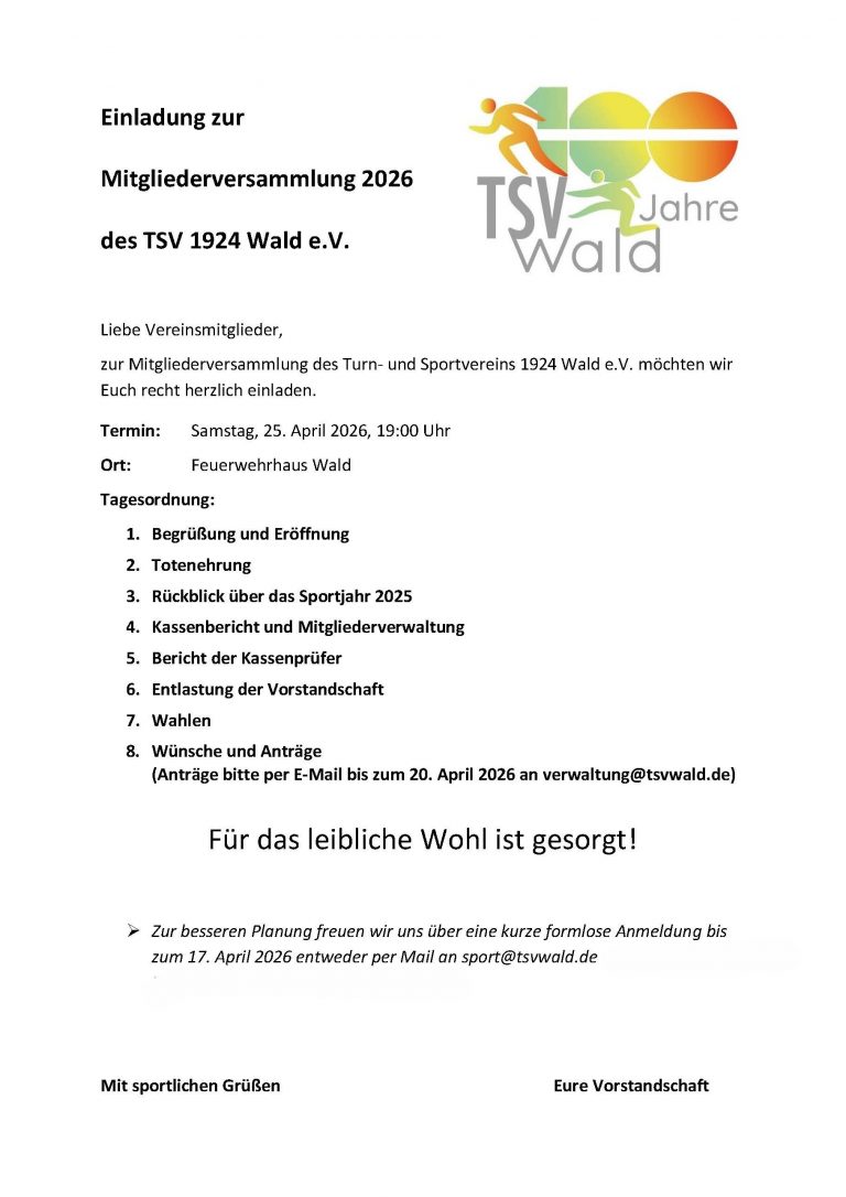 Mehr über den Artikel erfahren Einladung zur Hauptversammlung 2026