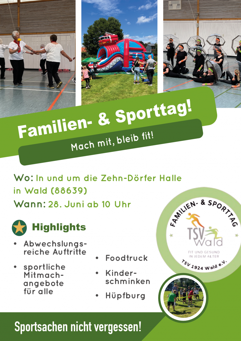 Mehr über den Artikel erfahren Einladung zum Familien- & Sporttag am 28. Juni